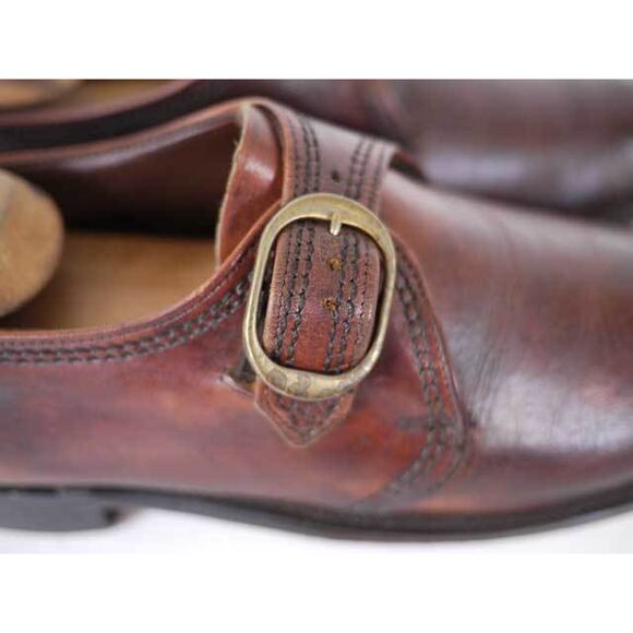 Vintage 50s Monk Strap NUNN BUSH Leather Euro Mod Buckle Loafers 7.5 40.5 Mens main image 9